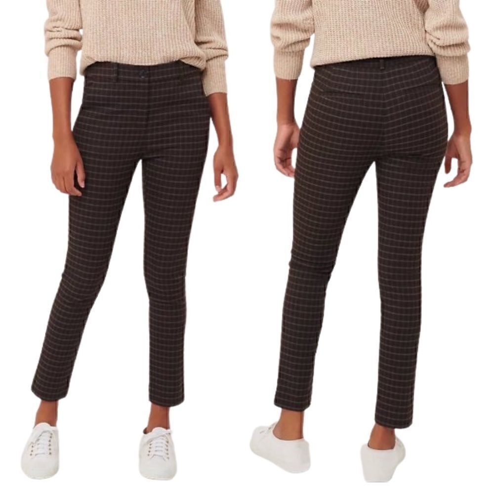 Loft High Waist Skinny Karen Plaid Preppy Ankle Pants 4 Petite